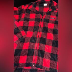 Columbia Buffalo Check Red & Black Plaid Fleece Men’s SZ XL Like New